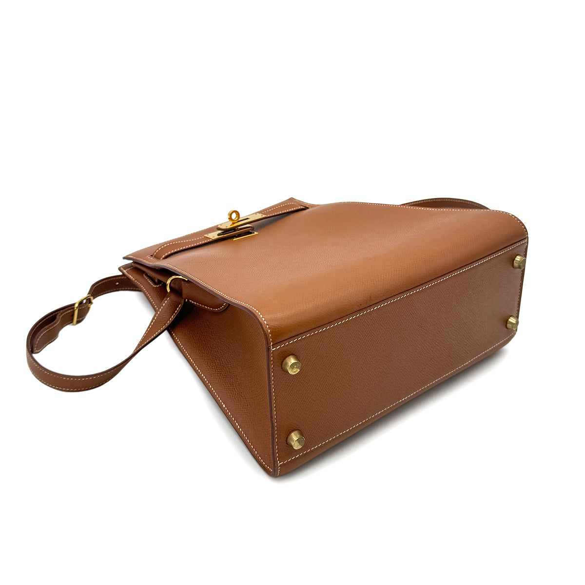 HERMES KELLY SPORTS GOLD COUCHEVEL SHOULDER BAG 〇Y GHW 90292786