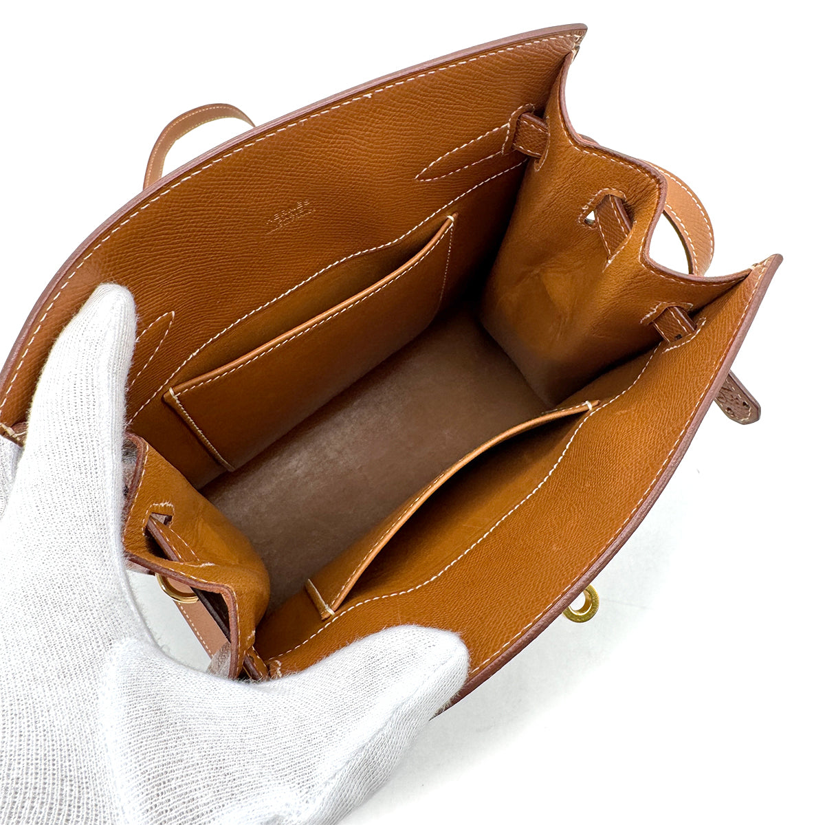 HERMES KELLY SPORTS GOLD COUCHEVEL SHOULDER BAG 〇Y GHW 90292786
