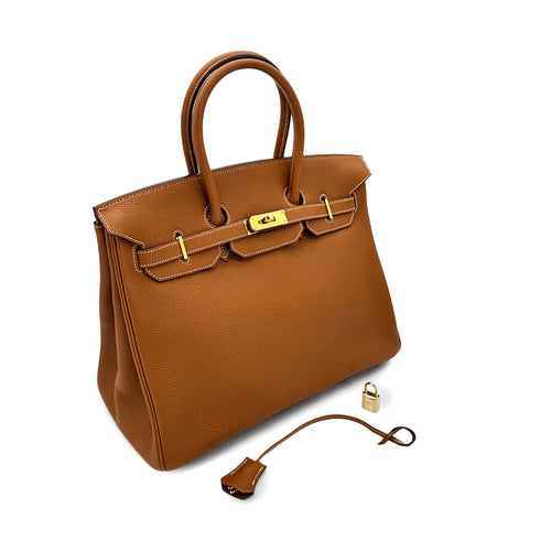 HERMES BIRKIN 35 GOLD TOGO HAND BAG □I GHW 90292787 - PURPOSE