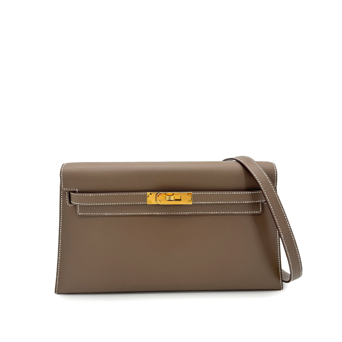 HERMES KELLY ELAN ETOUPE VEAU MADAME CLUTCH SHOULDER BAG B GHW 90292788