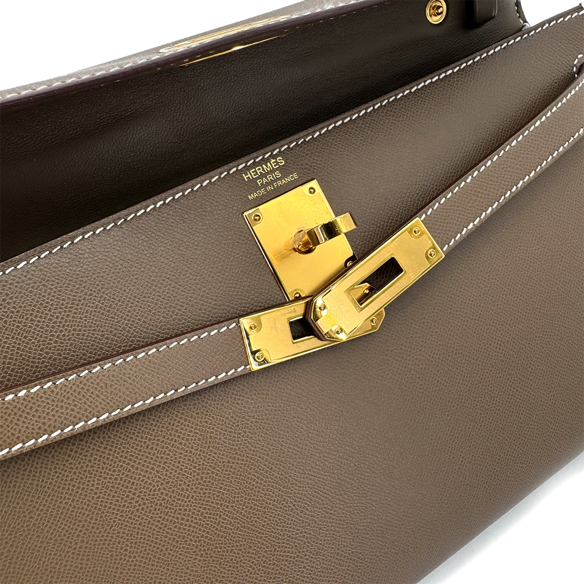 HERMES KELLY ELAN ETOUPE VEAU MADAME CLUTCH SHOULDER BAG B GHW 90292788
