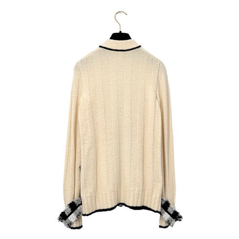 CHANEL TWEED CARDIGAN IVORY BLACK CASHMERE 38 05A RTW 90292789