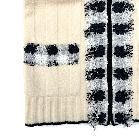 CHANEL TWEED CARDIGAN IVORY BLACK CASHMERE 38 05A RTW 90292789