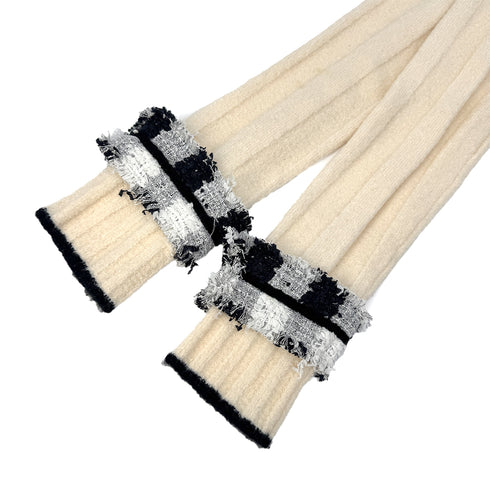 CHANEL TWEED CARDIGAN IVORY BLACK CASHMERE 38 05A RTW 90292789