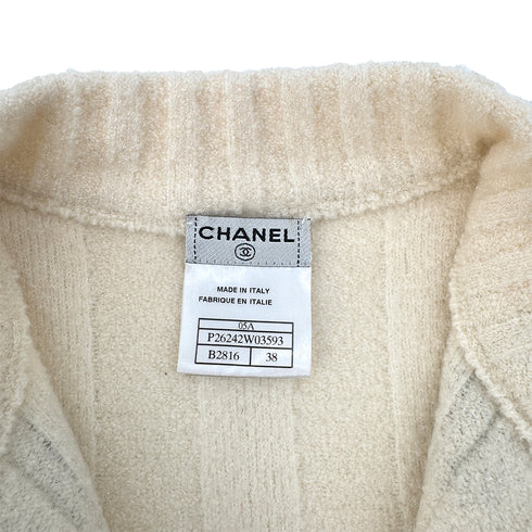 CHANEL TWEED CARDIGAN IVORY BLACK CASHMERE 38 05A RTW 90292789