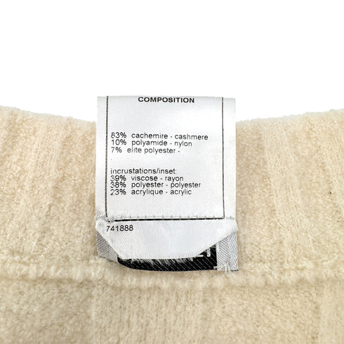 CHANEL TWEED CARDIGAN IVORY BLACK CASHMERE 38 05A RTW 90292789