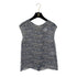 CHANEL LOGO PATTERN SLEEVELESS BLOUSE COCO BUTTON GRAY BLUE SILK 38 P40 RTW 90292791