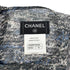 CHANEL LOGO PATTERN SLEEVELESS BLOUSE COCO BUTTON GRAY BLUE SILK 38 P40 RTW 90292791