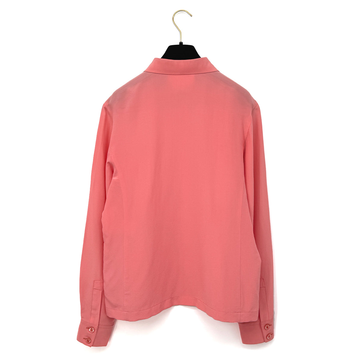 CHANEL VINTAGE LOGO BUTTON SHIRT PINK SILK 42 RTW 90292792