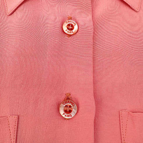 CHANEL VINTAGE LOGO BUTTON SHIRT PINK SILK 42 RTW 90292792 - PURPOSE