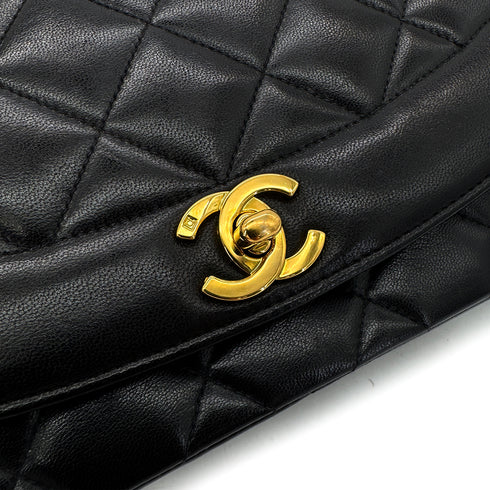 CHANEL VINTAGE DIANA MEDIUM CHAIN SHOULDER BAG BLACK LAMB SKIN 90292808 - PURPOSE