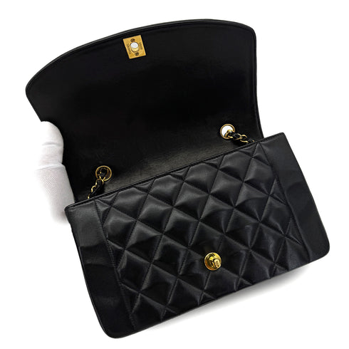 CHANEL VINTAGE DIANA MEDIUM CHAIN SHOULDER BAG BLACK LAMB SKIN 90292808 - PURPOSE