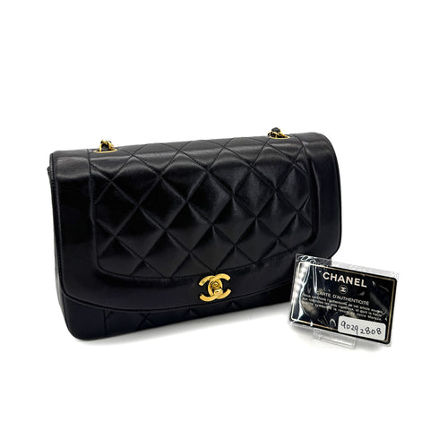CHANEL VINTAGE DIANA MEDIUM CHAIN SHOULDER BAG BLACK LAMB SKIN 90292808 - PURPOSE