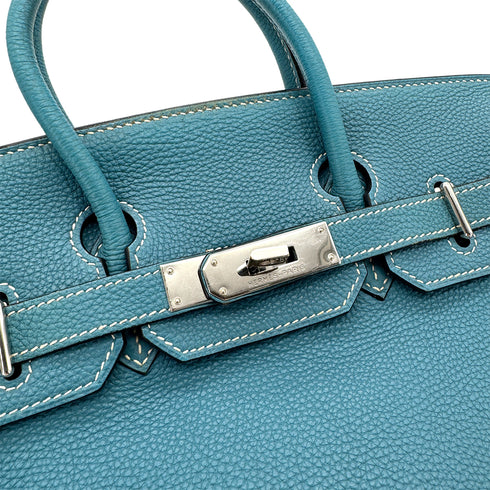 HERMES HAUT A COURROIES 28 BLUE JEAN TOGO HAND BAG ▢I SHW 90292815 - PURPOSE