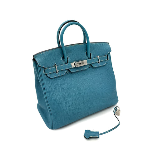 HERMES HAUT A COURROIES 28 BLUE JEAN TOGO HAND BAG ▢I SHW 90292815 - PURPOSE