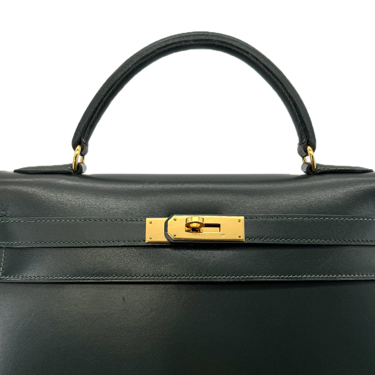 HERMES KELLY 32 SELLIER VERT BOXCALF HAND SHOULDER BAG 〇V GHW 90292817