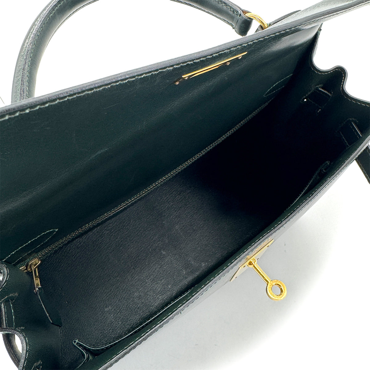 HERMES KELLY 32 SELLIER VERT BOXCALF HAND SHOULDER BAG 〇V GHW 90292817