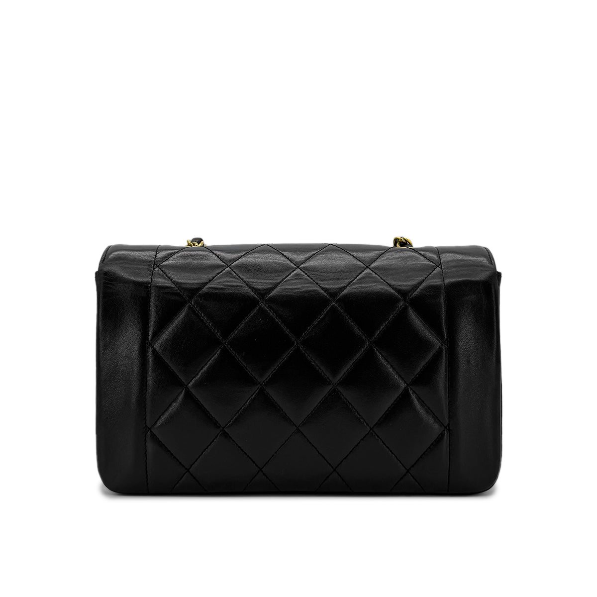 CHANEL VINTAGE DIANA SMALL CHAIN SHOULDER BAG BLACK LAMB SKIN 90292818