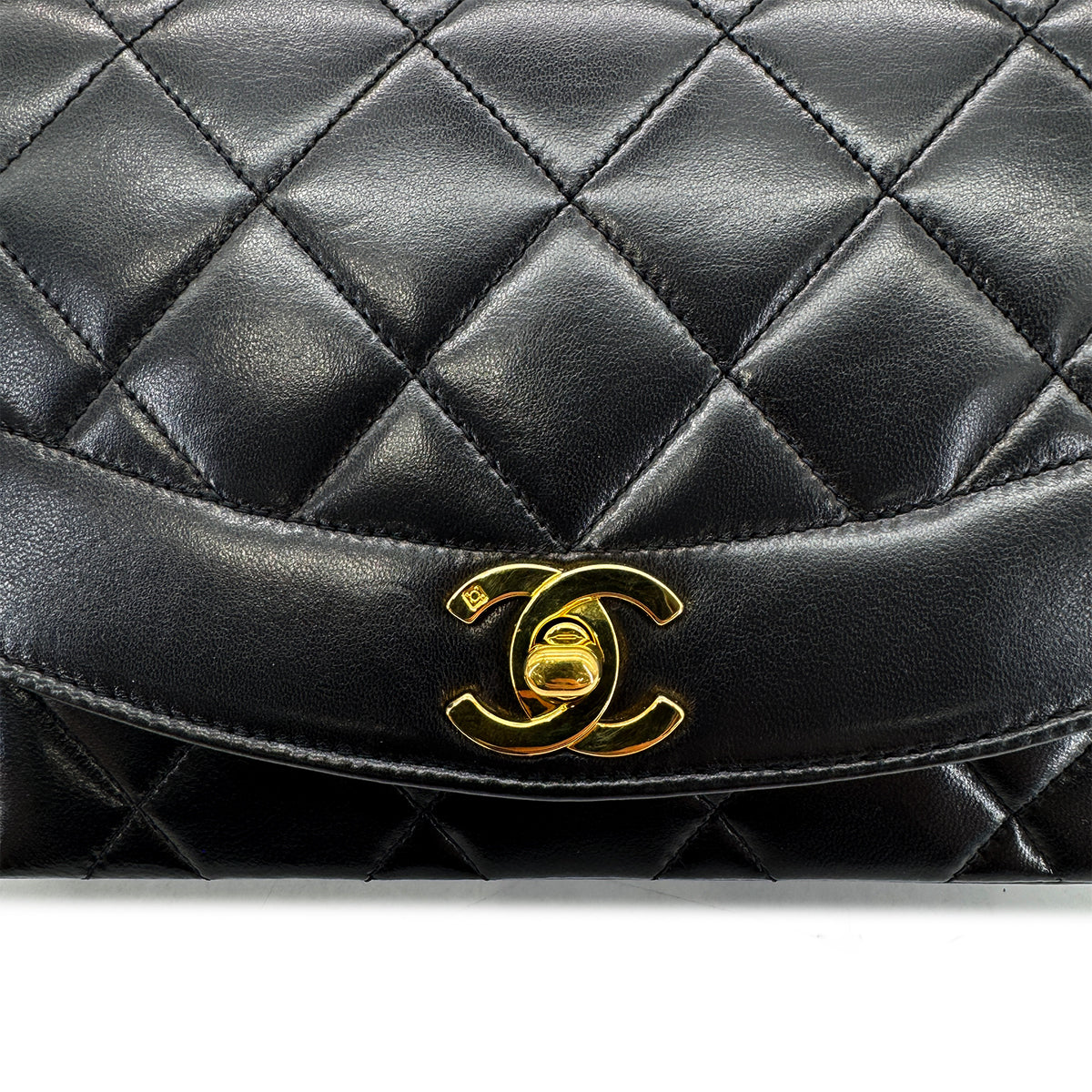 CHANEL VINTAGE DIANA SMALL CHAIN SHOULDER BAG BLACK LAMB SKIN 90292818