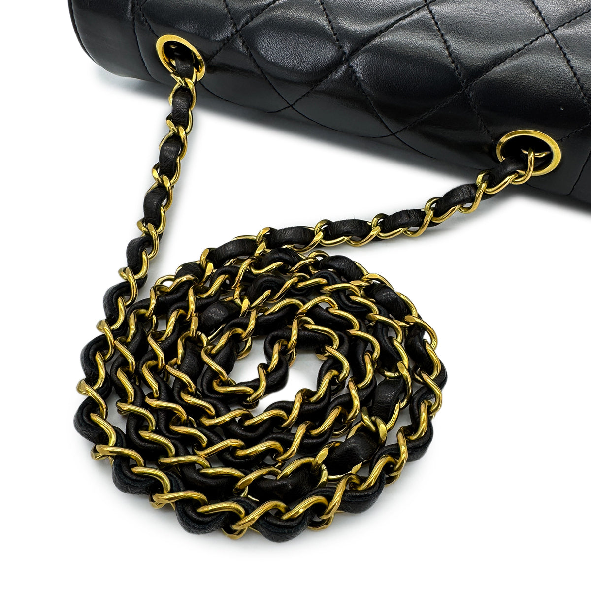 CHANEL VINTAGE DIANA SMALL CHAIN SHOULDER BAG BLACK LAMB SKIN 90292818