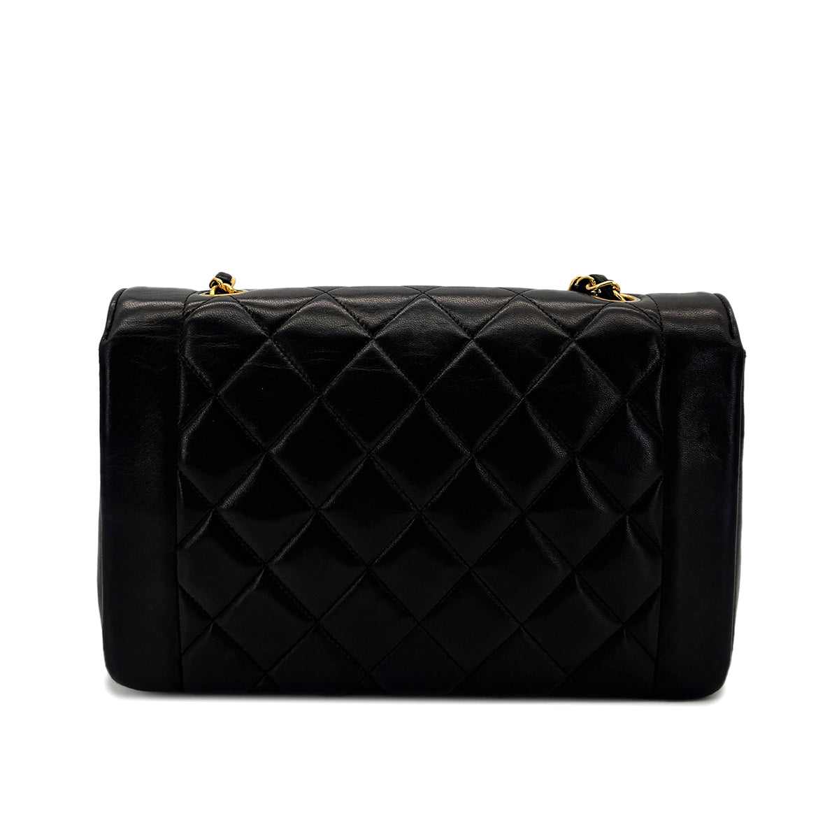 CHANEL VINTAGE DIANA MEDIUM CHAIN SHOULDER BAG BLACK LAMB SKIN 90292819