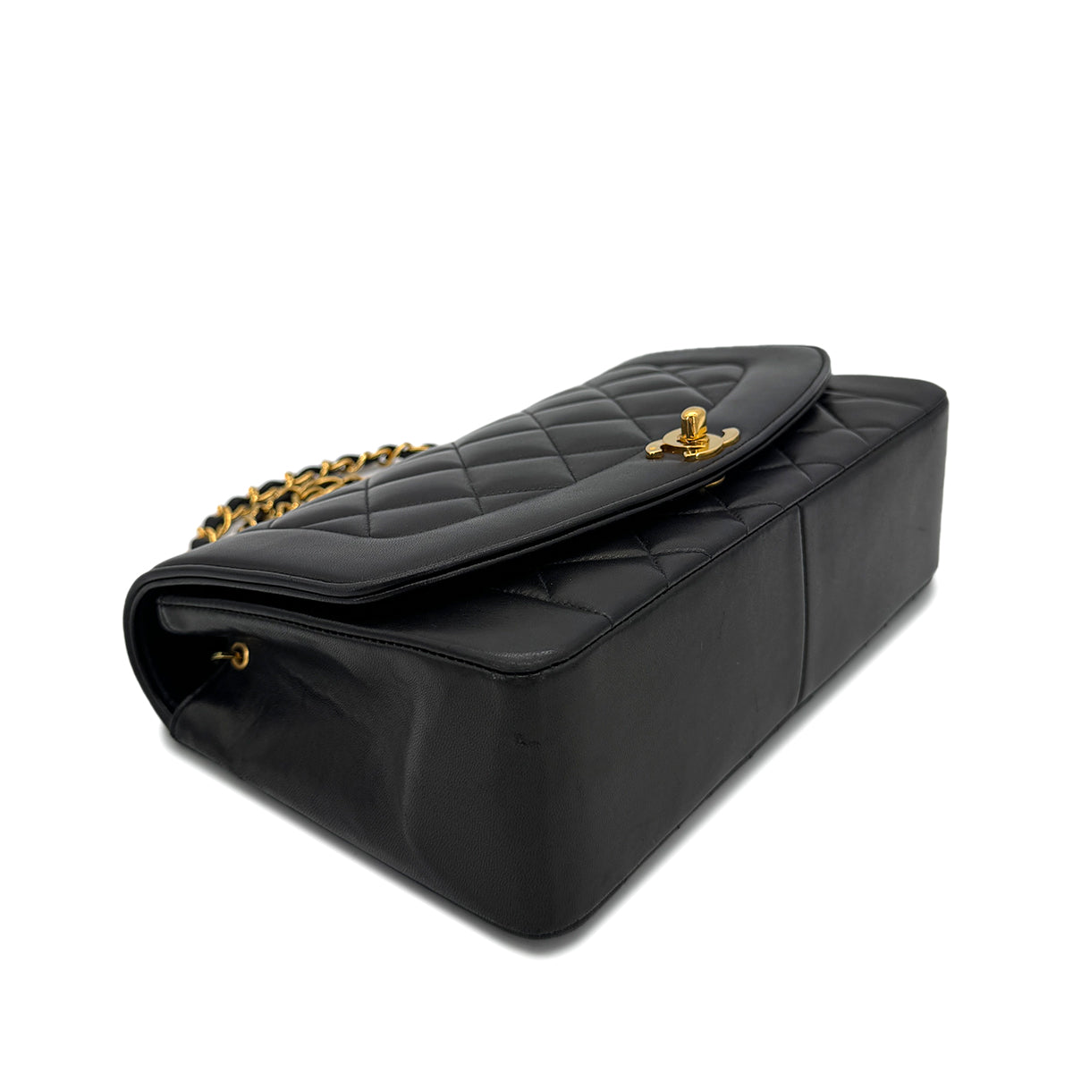 CHANEL VINTAGE DIANA MEDIUM CHAIN SHOULDER BAG BLACK LAMB SKIN 90292819