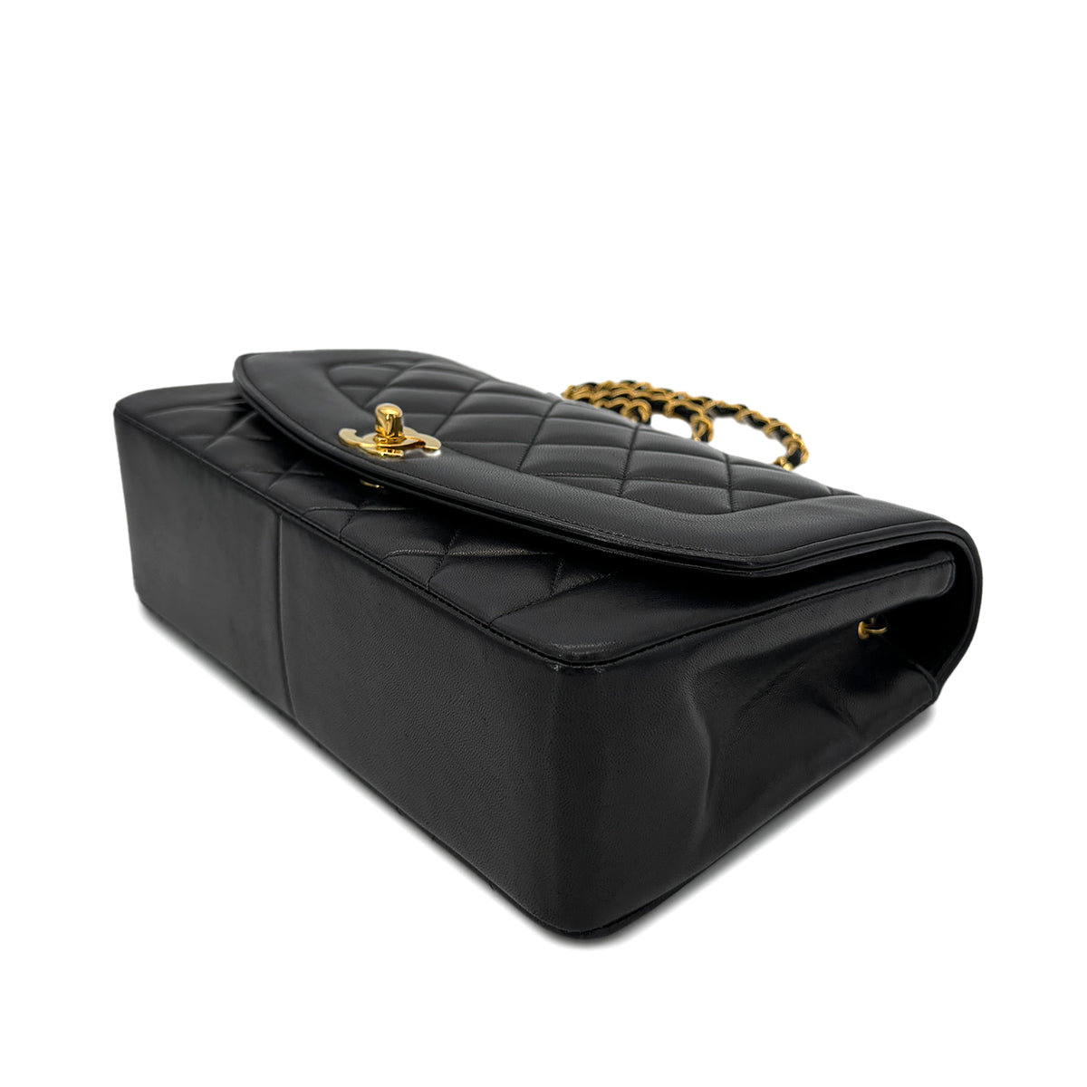 CHANEL VINTAGE DIANA MEDIUM CHAIN SHOULDER BAG BLACK LAMB SKIN 90292819
