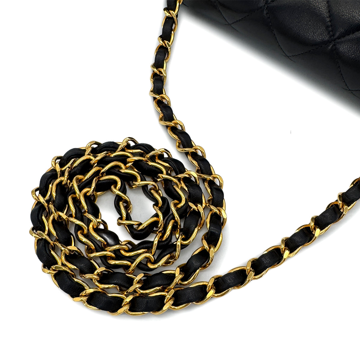 CHANEL VINTAGE DIANA MEDIUM CHAIN SHOULDER BAG BLACK LAMB SKIN 90292819