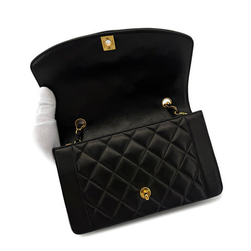 CHANEL VINTAGE DIANA MEDIUM CHAIN SHOULDER BAG BLACK LAMB SKIN 90292819 - PURPOSE