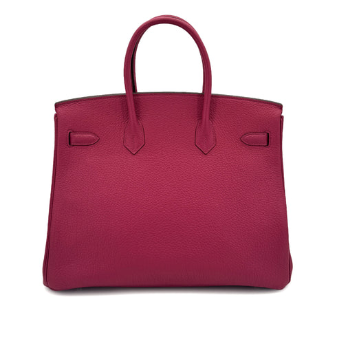HERMES BIRKIN 35 TOSCA TOGO HAND BAG R PALLADIUM HARDWARE 90292820 - PURPOSE