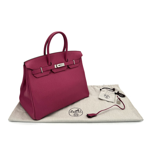 HERMES BIRKIN 35 TOSCA TOGO HAND BAG R PALLADIUM HARDWARE 90292820 - PURPOSE