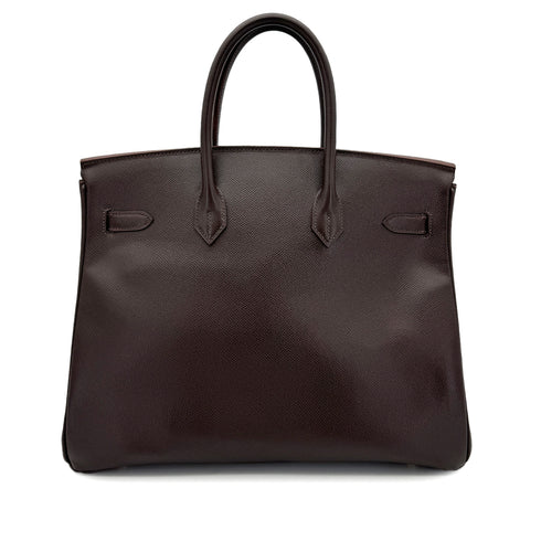 HERMES BIRKIN 35 CHOCOLAT COURCHEVEL HAND BAG □C GHW 90292879 - PURPOSE