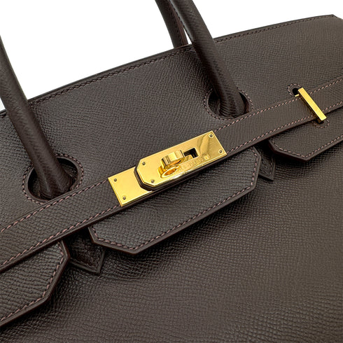 HERMES BIRKIN 35 CHOCOLAT COURCHEVEL HAND BAG □C GHW 90292879 - PURPOSE