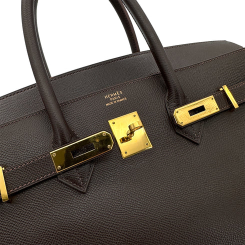 HERMES BIRKIN 35 CHOCOLAT COURCHEVEL HAND BAG □C GHW 90292879 - PURPOSE