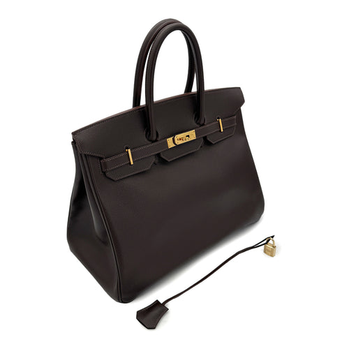 HERMES BIRKIN 35 CHOCOLAT COURCHEVEL HAND BAG □C GHW 90292879 - PURPOSE