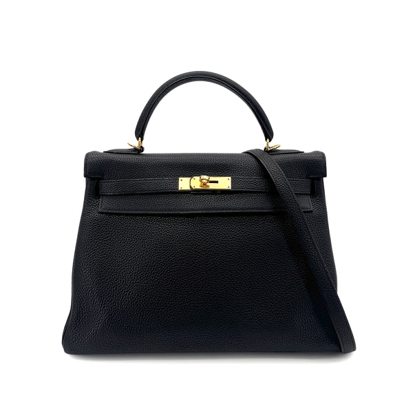 HERMES KELLY 32 RETOURNE BLACK TOGO HAND SHOULDER BAG □G GHW 90292887 - PURPOSE