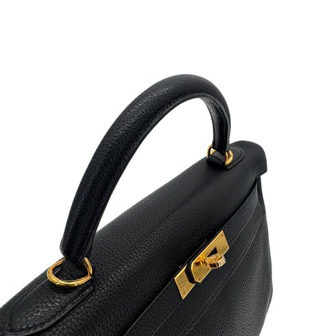 HERMES KELLY 32 RETOURNE BLACK TOGO HAND SHOULDER BAG □G GHW 90292887 - PURPOSE