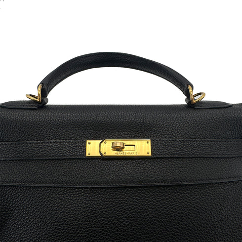 HERMES KELLY 32 RETOURNE BLACK TOGO HAND SHOULDER BAG □G GHW 90292887 - PURPOSE