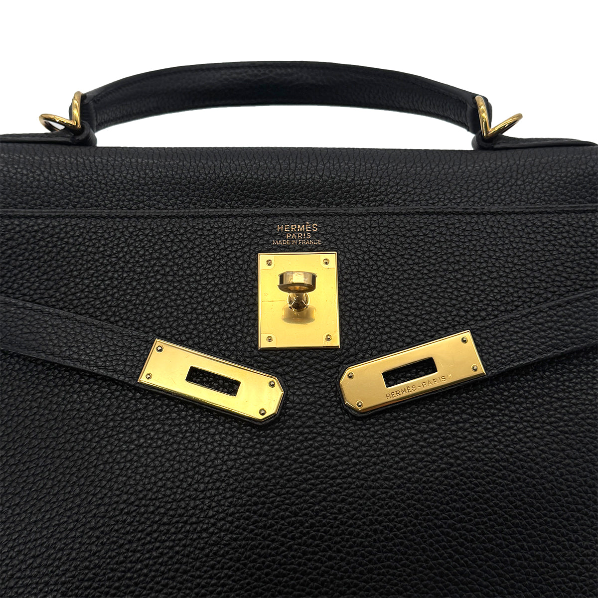 HERMES KELLY 32 RETOURNE BLACK TOGO HAND SHOULDER BAG □G GHW 90292887