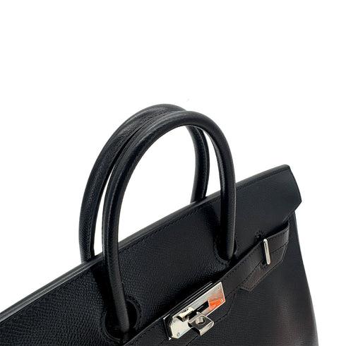 HERMES HAUT A COURROIES 28 BLACK EPSOM HAND BAG ▢J SHW 90292888 - PURPOSE