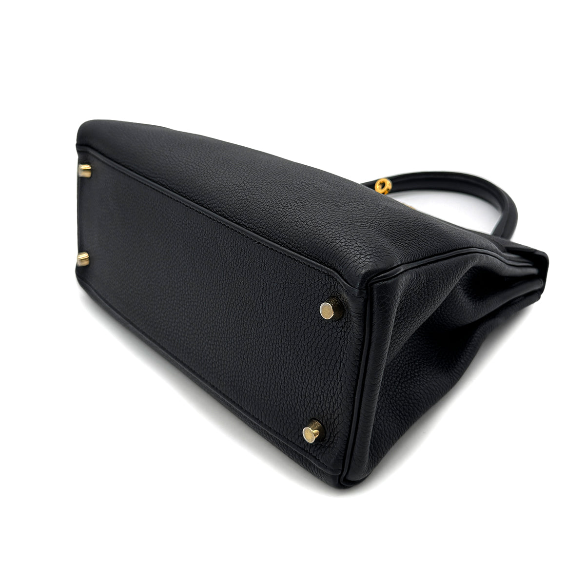 HERMES KELLY 28 RETOURNE BLACK EVERCOLOR HAND SHOULDER BAG □R GHW 90292891