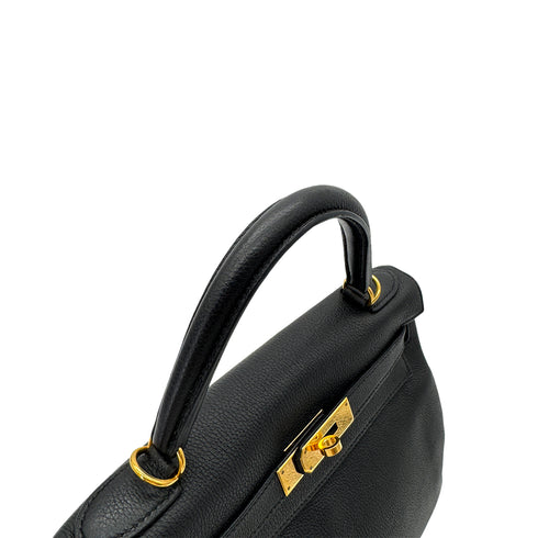 HERMES KELLY 28 RETOURNE BLACK EVERCOLOR HAND SHOULDER BAG □R GHW 90292891 - PURPOSE