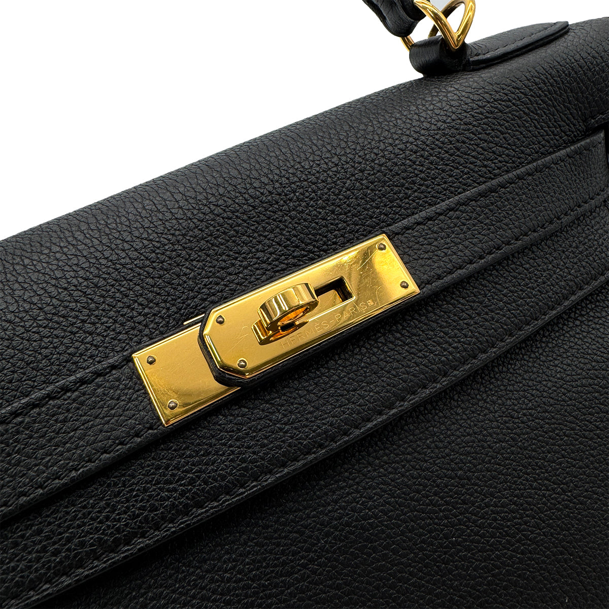 HERMES KELLY 28 RETOURNE BLACK EVERCOLOR HAND SHOULDER BAG □R GHW 90292891