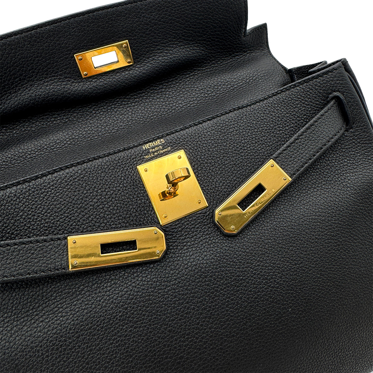HERMES KELLY 28 RETOURNE BLACK EVERCOLOR HAND SHOULDER BAG □R GHW 90292891