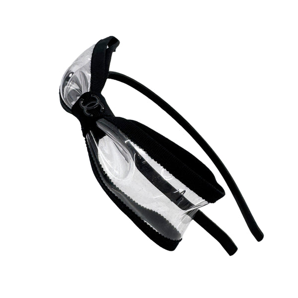 CHANEL VINTAGE HEADBAND COCOMARK RIBBON BLACK CLEAR HAIR ACCESSORY 90292896