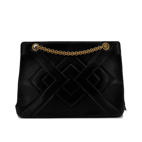 CHANEL VINTAGE DIA STITCH CHAIN TOTE BAG BLACK LAMB SKIN 90292898 - PURPOSE