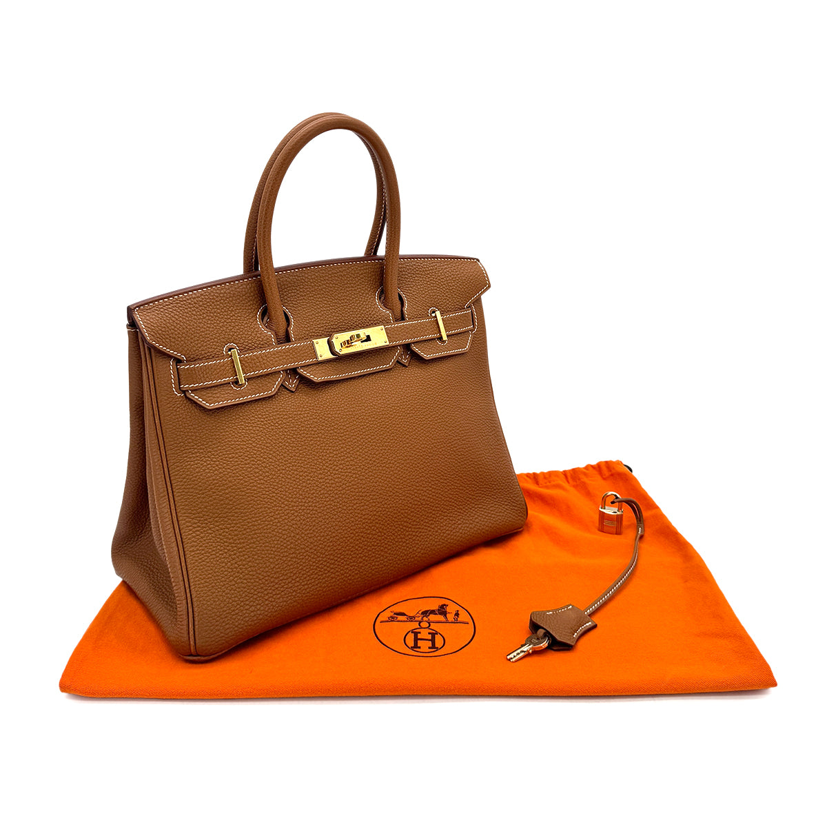 HERMES BIRKIN 30 GOLD TOGO HAND BAG □G GHW 90292899