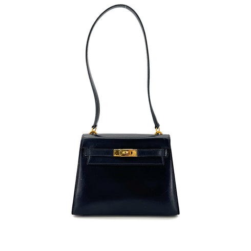 HERMES MINI KELLY 20 SELLIER BLUE INDIGO BOX CALF SHOULDER BAG 〇R GHW 90292900 - PURPOSE