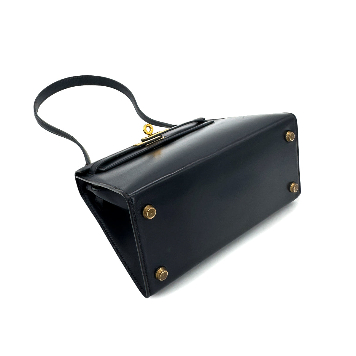 HERMES MINI KELLY 20 SELLIER BLUE INDIGO BOX CALF SHOULDER BAG 〇R GHW 90292900