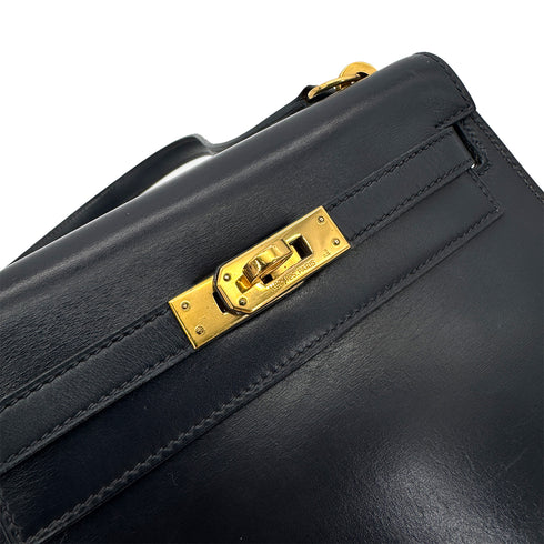 HERMES MINI KELLY 20 SELLIER BLUE INDIGO BOX CALF SHOULDER BAG 〇R GHW 90292900 - PURPOSE
